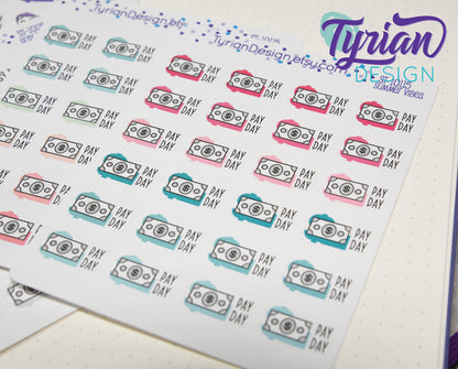 Pay Day Stickers | 24 Stickers | 75 x .5 each