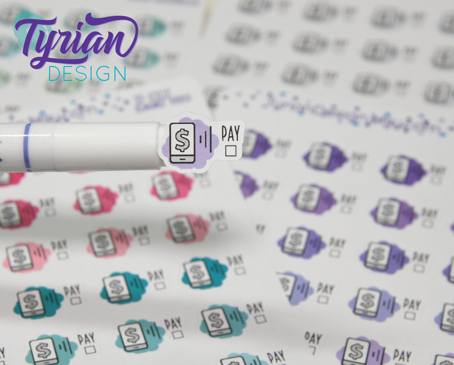 Cell Phone Payment Stickers | 24 Stickers | .75 x .5  each