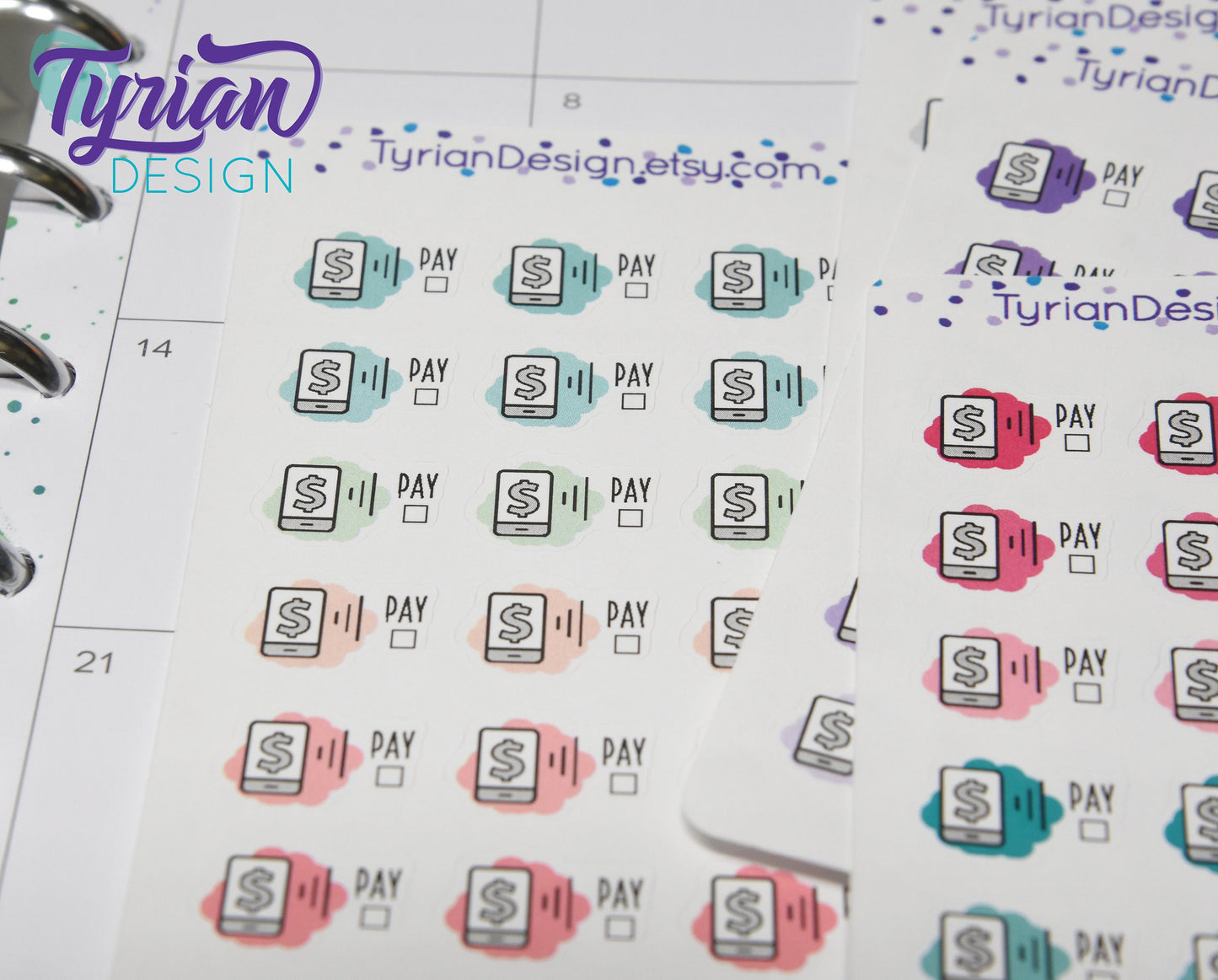 Cell Phone Payment Stickers | 24 Stickers | .75 x .5  each