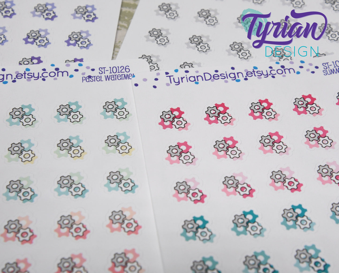 Gears Icon Stickers. | 24 Stickers | .5 x .5 " each