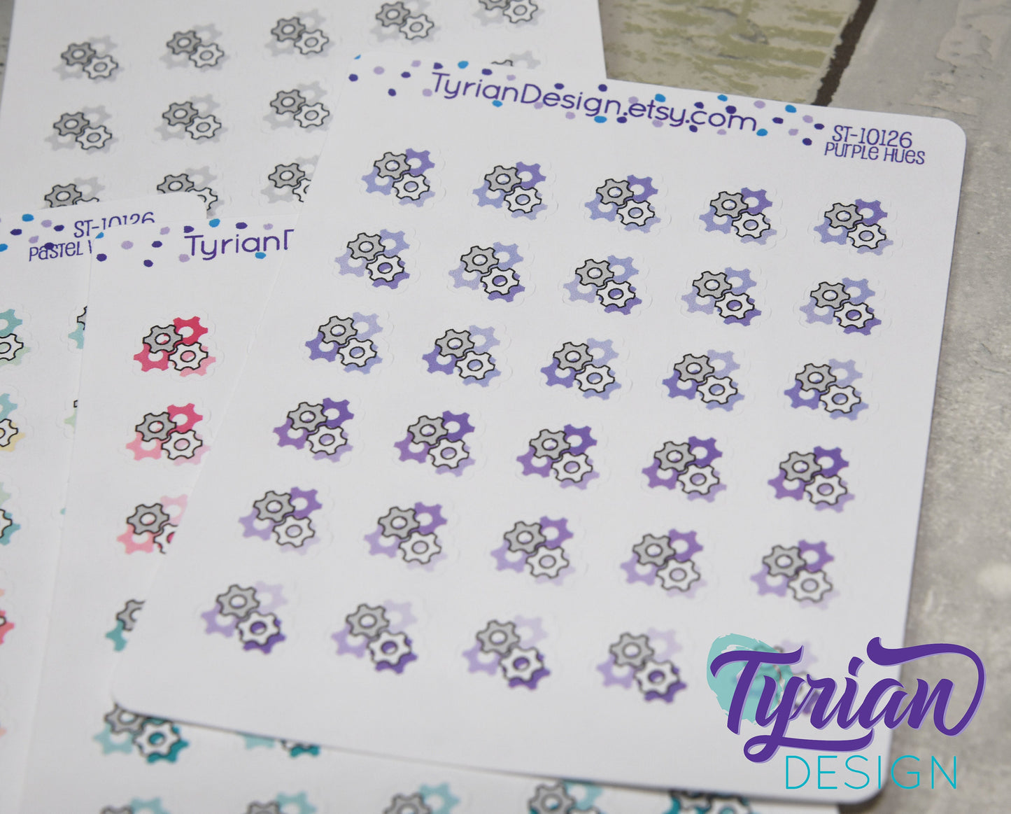 Gears Icon Stickers. | 24 Stickers | .5 x .5 " each