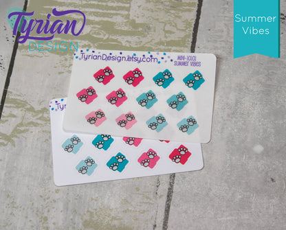 Paw Print Icon Stickers. Various color options. Dogs, Cats, Guinea Pigs stickers for Planners, journals, calendars mini sticker sheet