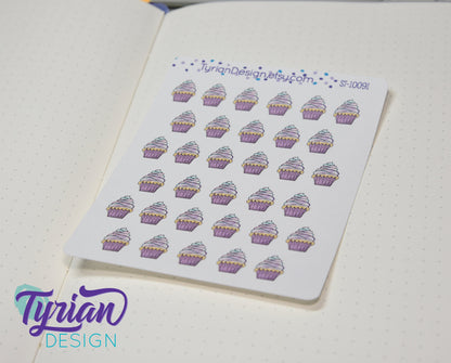 Cupcake Stickers | 33 Stickers |  .4 x .5" each.