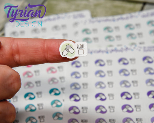 Refill Meds Stickers. | 28 Stickers | .75 x .5" each.