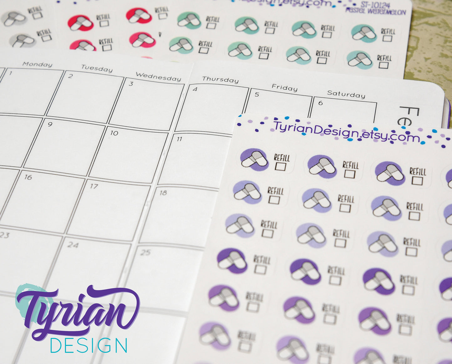 Refill Meds Stickers. | 28 Stickers | .75 x .5" each.