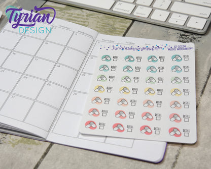 Refill Meds Stickers. | 28 Stickers | .75 x .5" each.