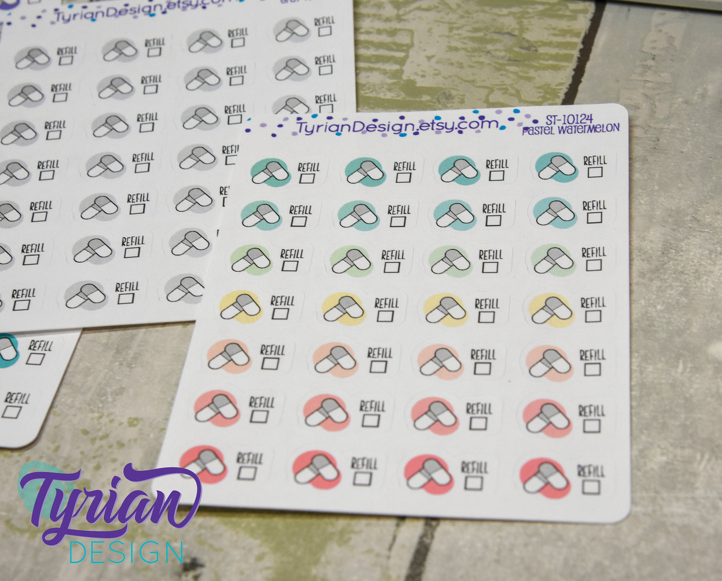 Refill Meds Stickers. | 28 Stickers | .75 x .5" each.