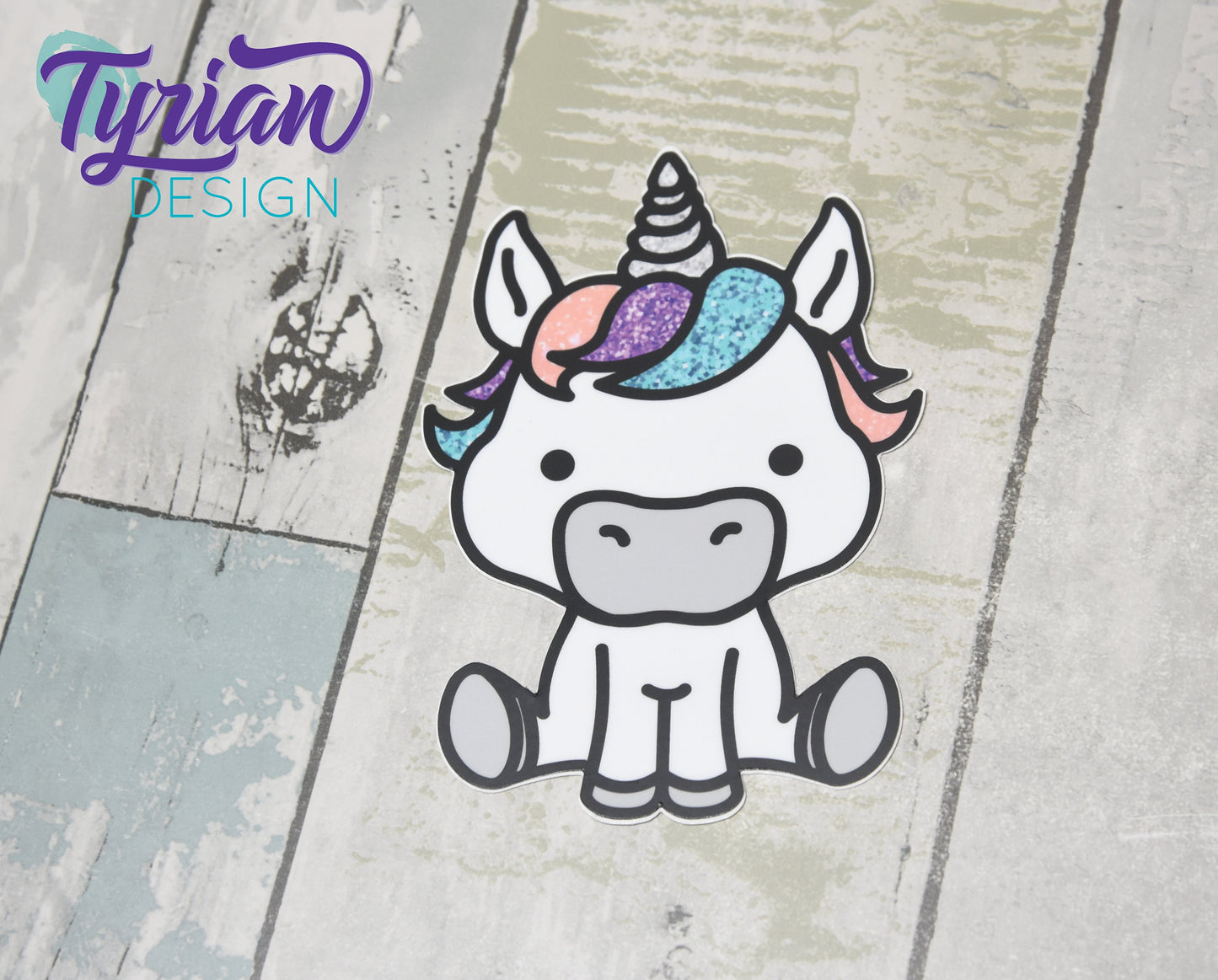 Unicorn with digital glitter Vinyl Sticker | 3.5 x 5" Each