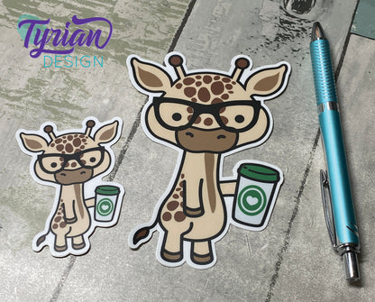 Large Nerd Giraffe with Coffee | 5"