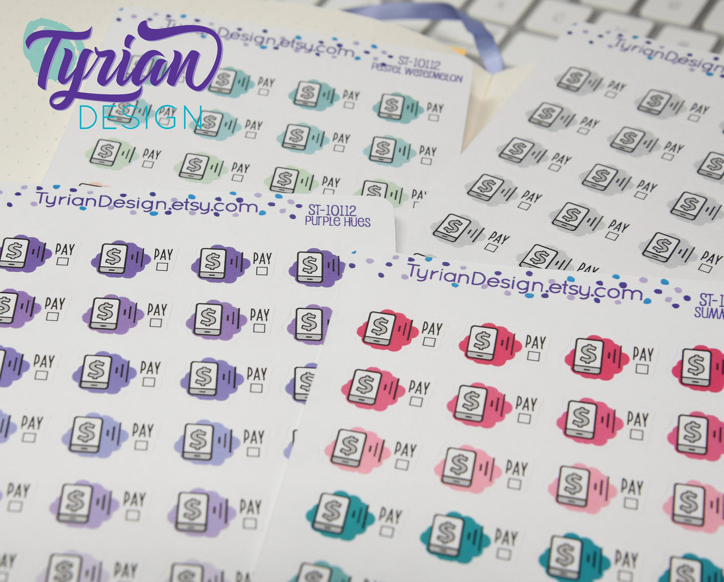 Cell Phone Payment Stickers | 24 Stickers | .75 x .5  each