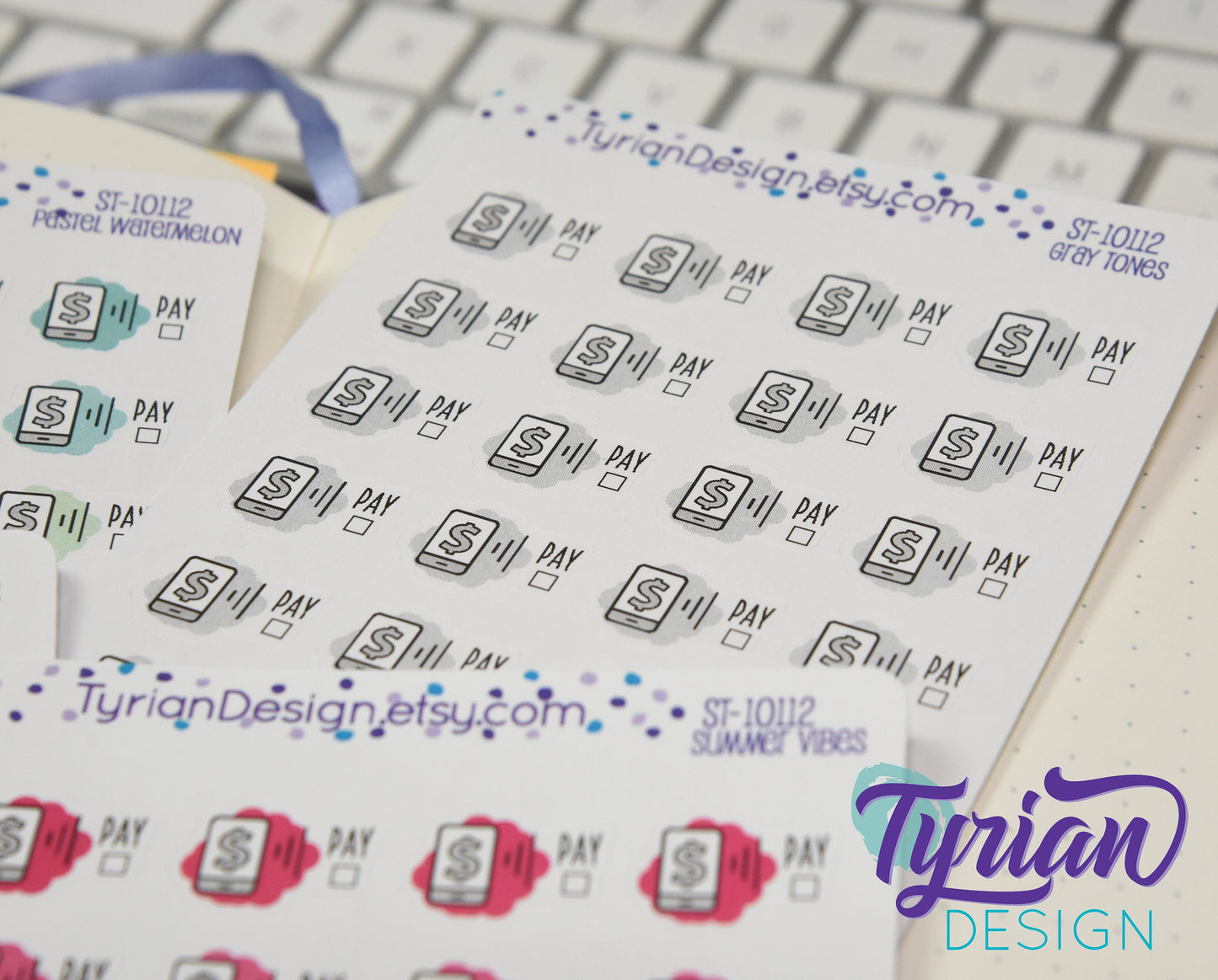 Cell Phone Payment Stickers | 24 Stickers | .75 x .5  each