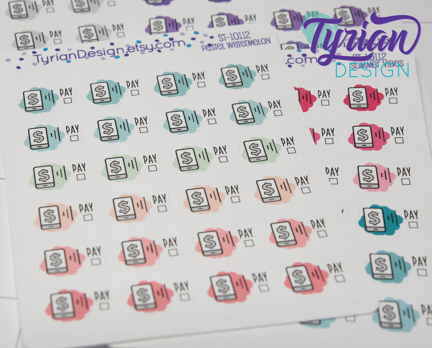 Cell Phone Payment Stickers | 24 Stickers | .75 x .5  each