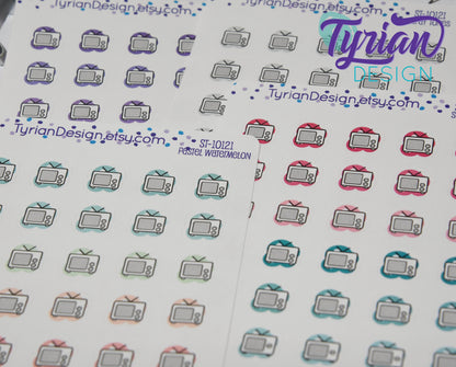 TV Icon Stickers | 24 Stickers | .5" x .5" Each | Various Colors