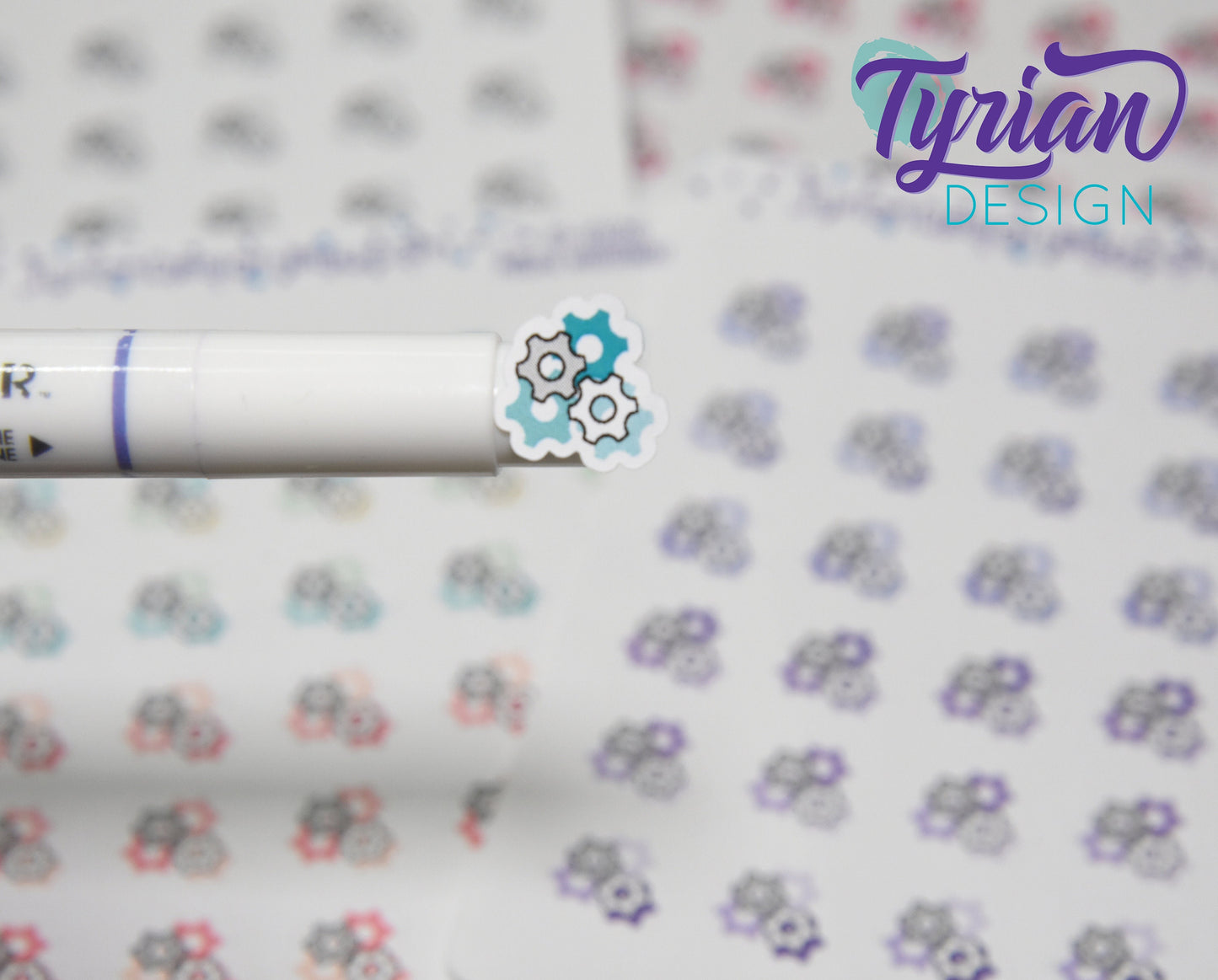 Gears Icon Stickers. | 24 Stickers | .5 x .5 " each