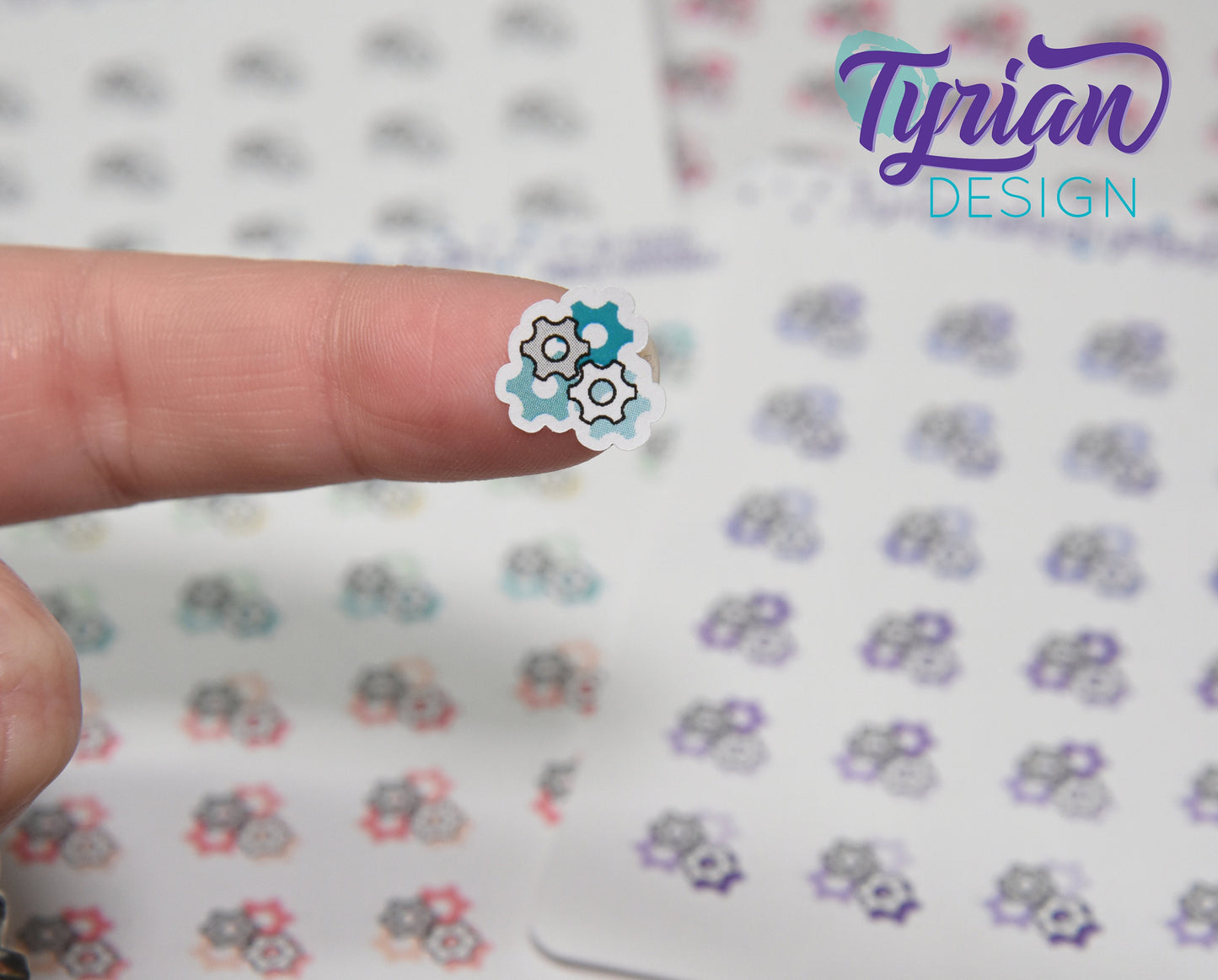 Gears Icon Stickers. | 24 Stickers | .5 x .5 " each