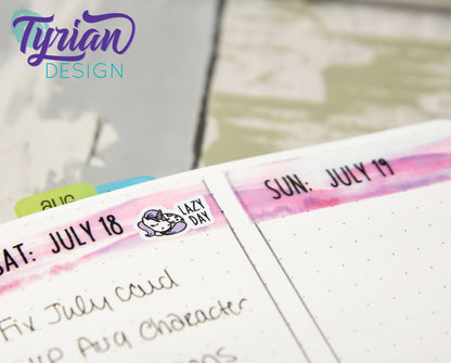 Lazy Day Sleeping Unicorn mini sticker sheet with purple mane with Turquoise accents. Small napping Unicorn Great for Planners & Journals