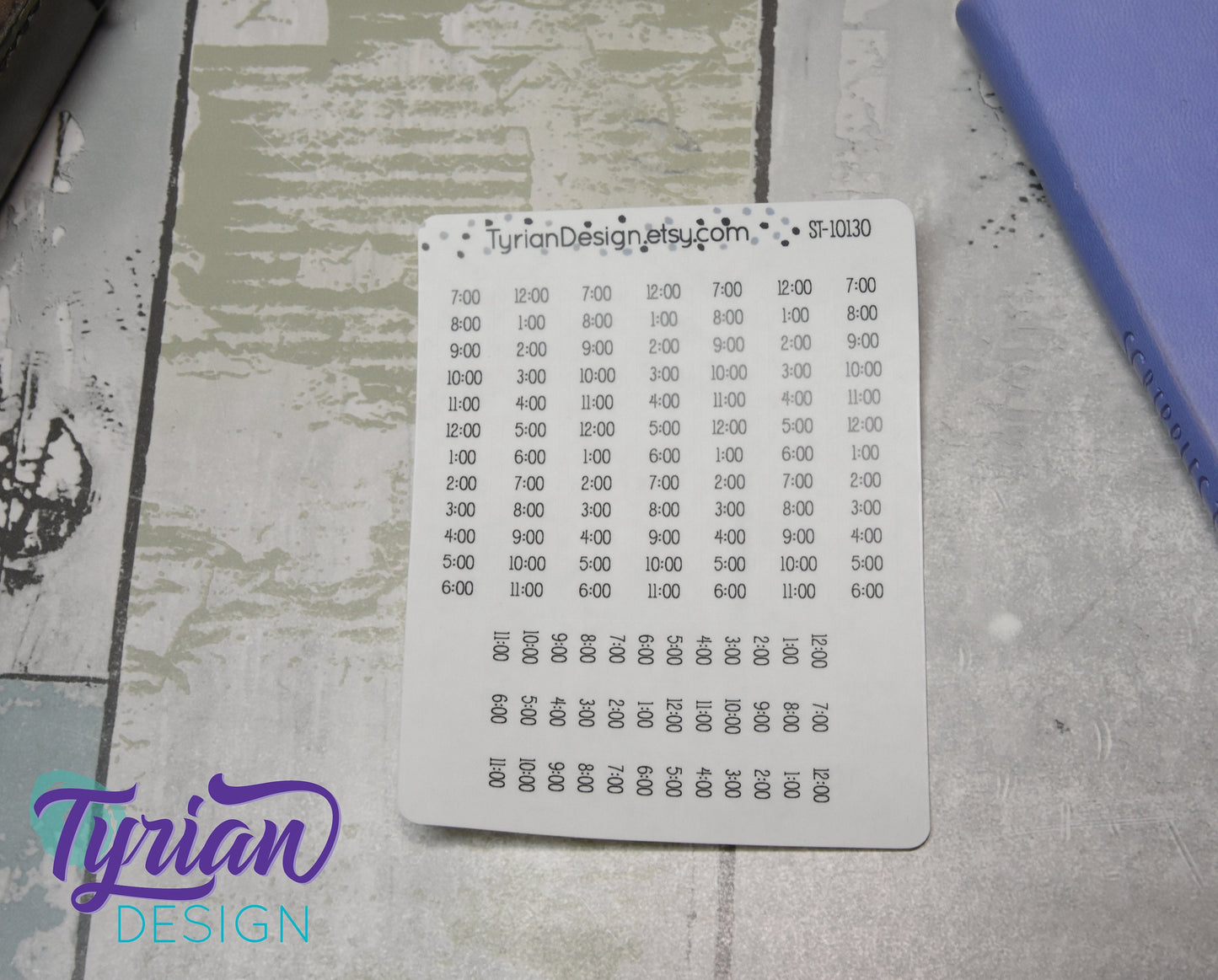 Time strip Hourly Vertical Stickers | Fits 5mm Journals