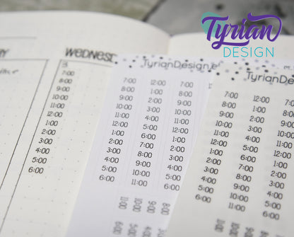 Time strip Hourly Vertical Stickers | Fits 5mm Journals