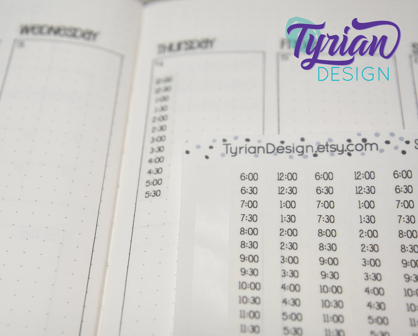 Half hour Time strip Vertical Stickers | Fits 5mm | .39"(10mm) x 2.36"(60mm) ea. sticker