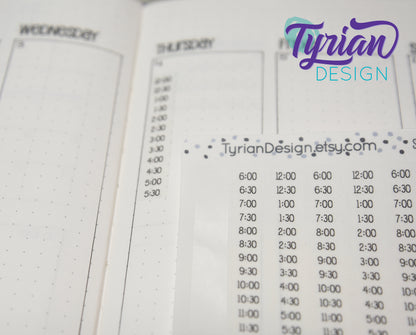 Half hour Time strip Vertical Stickers | Fits 5mm | .39"(10mm) x 2.36"(60mm) ea. sticker