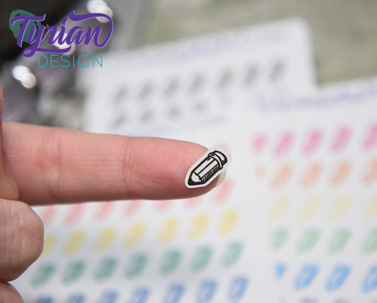 Pencil Icon Stickers | 42 Stickers | .4 x .5" each