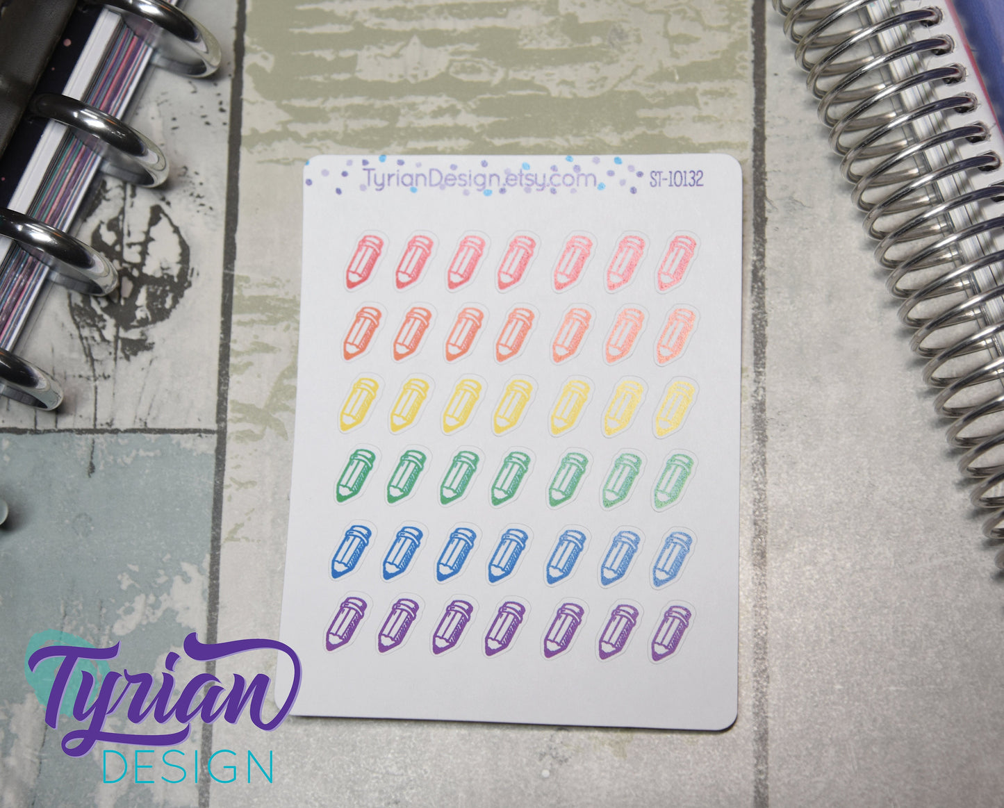 Pencil Icon Stickers | 42 Stickers | .4 x .5" each