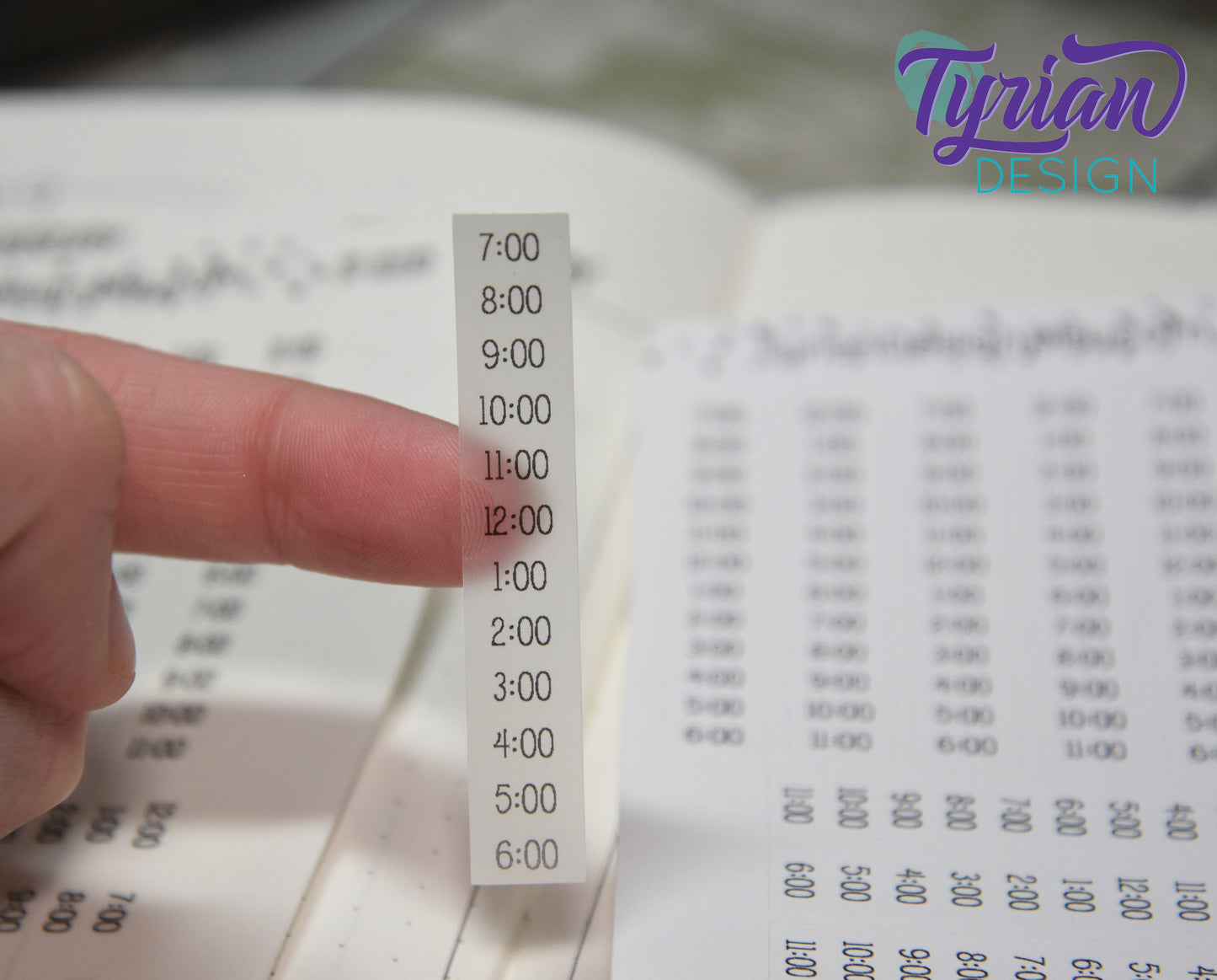 Time strip Hourly Vertical Stickers | Fits 5mm Journals