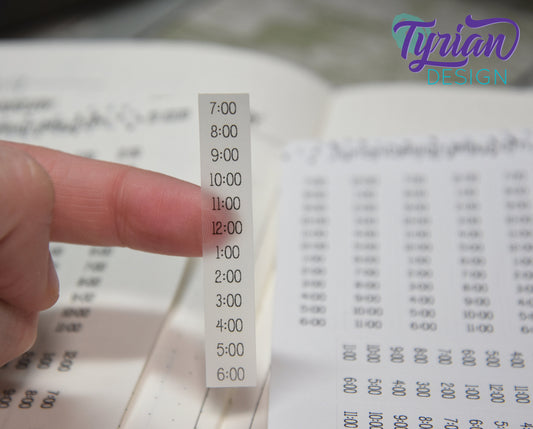 Time strip Hourly Vertical Stickers | Fits 5mm Journals