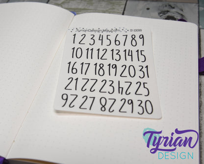 1-31 Dates Stickers | | 31 Stickers | Two sizes available