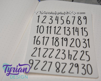 1-31 Dates Stickers | | 31 Stickers | Two sizes available