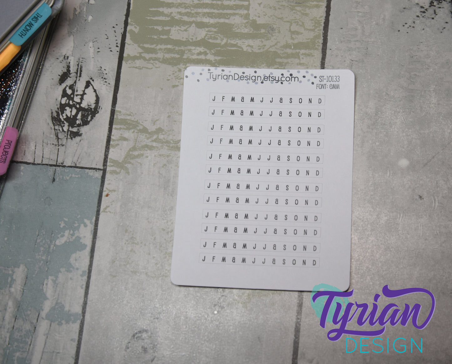 Monthly Horizontal Stickers for tracking | 12 Stickers | 5mm x 60mm Each
