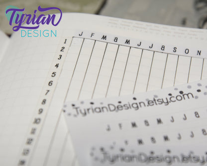 Monthly Horizontal Stickers for tracking | 12 Stickers | 5mm x 60mm Each