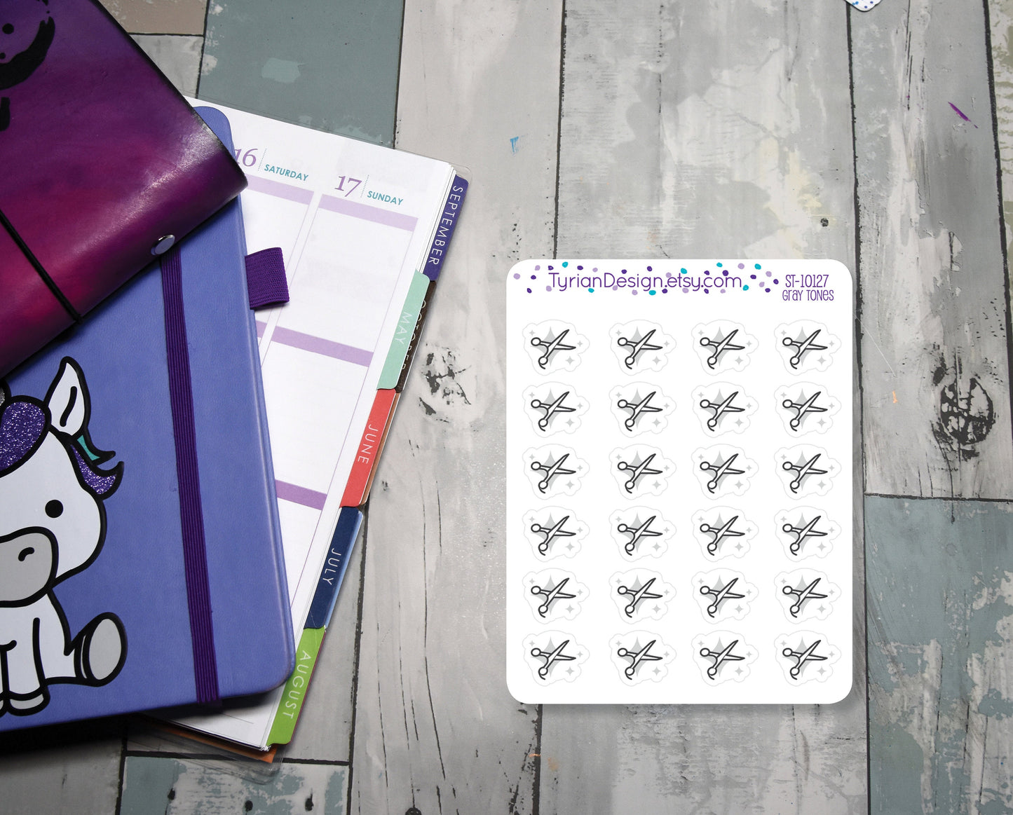 Haircut Icon Stickers. | 24 Stickers | .6 x .5" each.