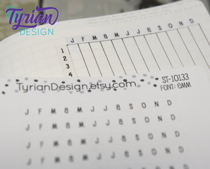 Monthly Horizontal Stickers for tracking | 12 Stickers | 5mm x 60mm Each