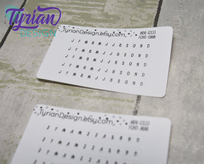 Mini Monthly Horizontal Stickers for trackers for Planners and Journals Monthly tracker header for bullet journal. Fits 5mm Journals