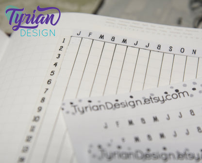 Mini Monthly Horizontal Stickers for trackers for Planners and Journals Monthly tracker header for bullet journal. Fits 5mm Journals