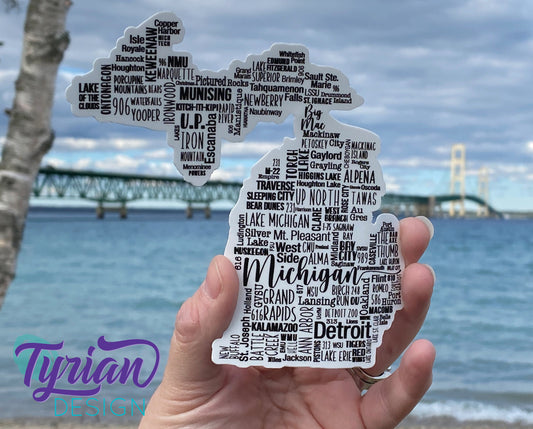 Michigan Sticker, Upper Peninsula and the Mitten | 5 x 5 inches