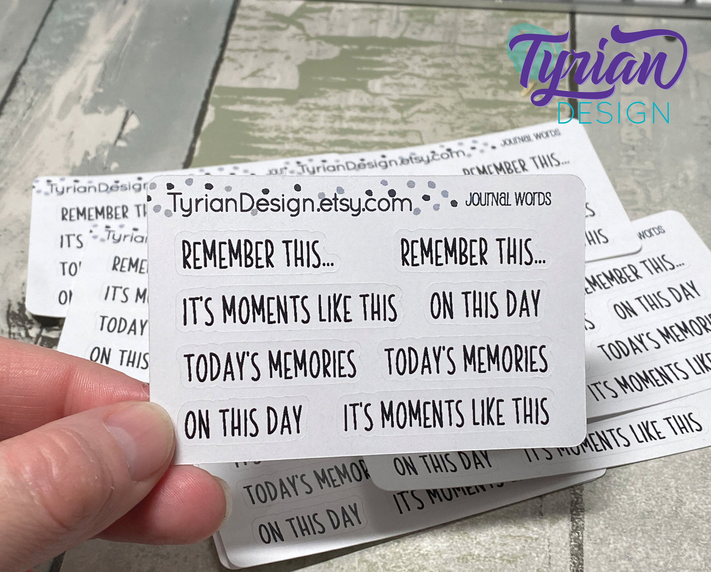 Journal Words Mini Sheet of Stickers. Done with our Charley font. These stickers Great for Planners, journals and calendars