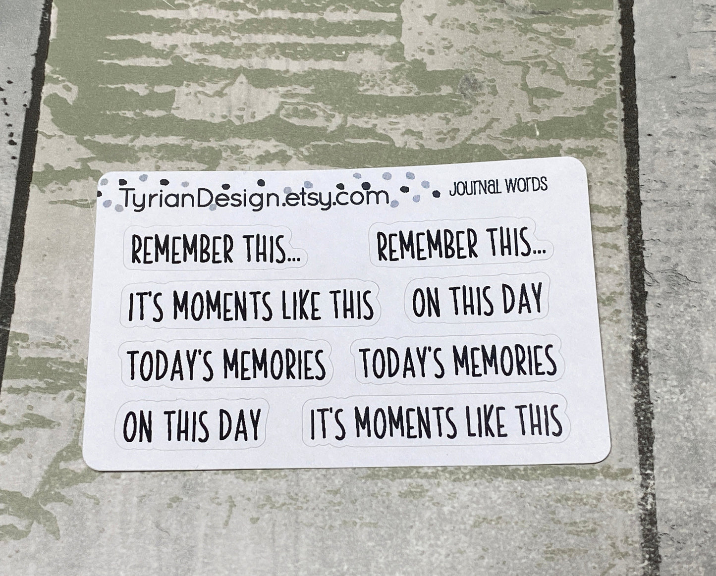 Journal Words Mini Sheet of Stickers. Done with our Charley font. These stickers Great for Planners, journals and calendars