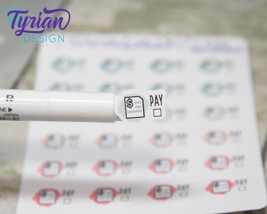 Bill Payment Stickers | 24 Stickers | 75 x .5  each