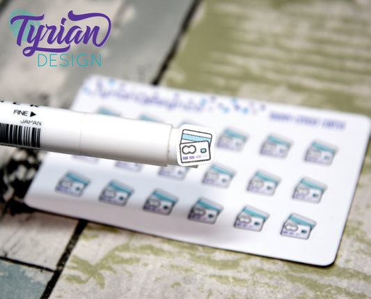 Tiny Credit card stickers | 18 Tiny Stickers | 4 x .4 approx each