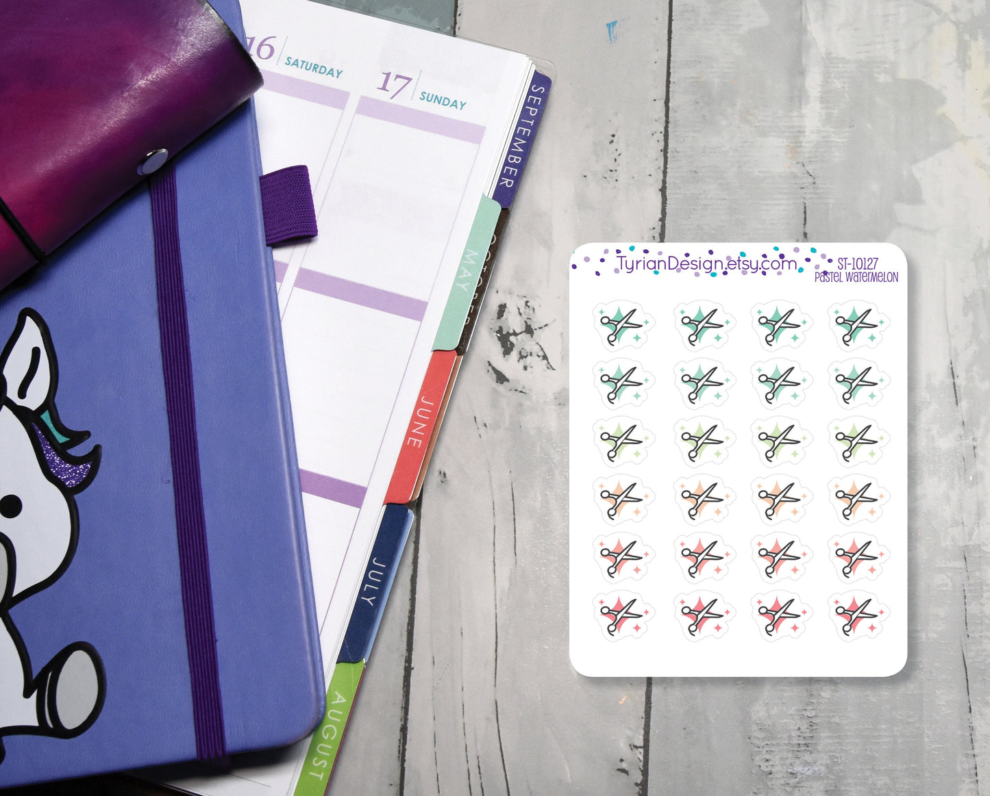 Haircut Icon Stickers. | 24 Stickers | .6 x .5" each.