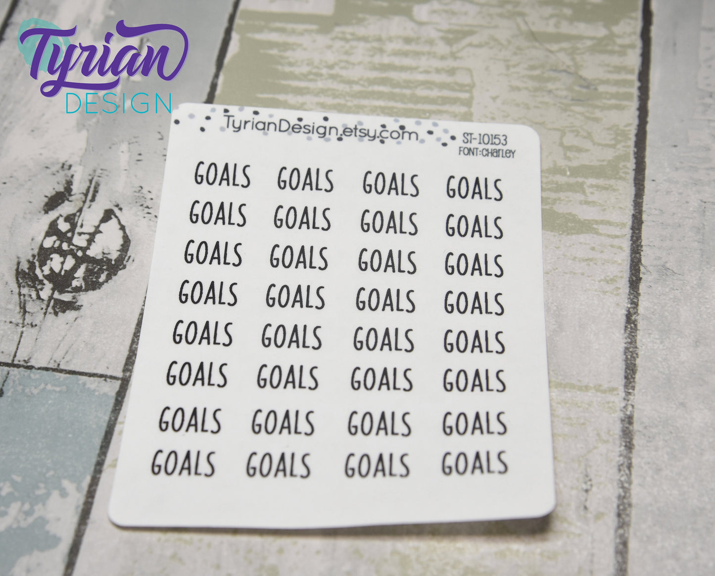Goals Stickers | 32 Stickers | .675" x .325"each | different fonts.