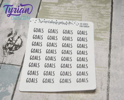 Goals Stickers | 32 Stickers | .675" x .325"each | different fonts.