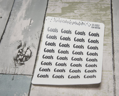 Goals Stickers | 32 Stickers | .675" x .325"each | different fonts.
