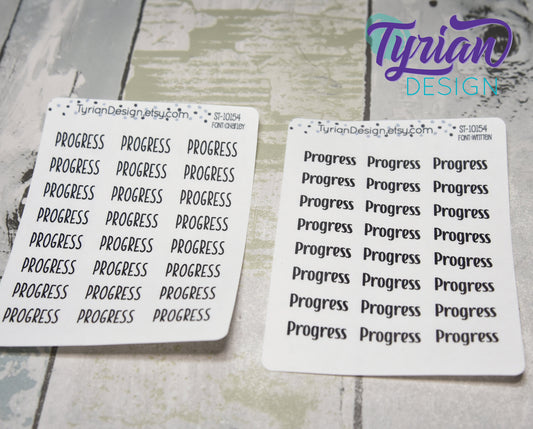Progress Stickers |  24 Stickers  | .9" x .325" | Different fonts.
