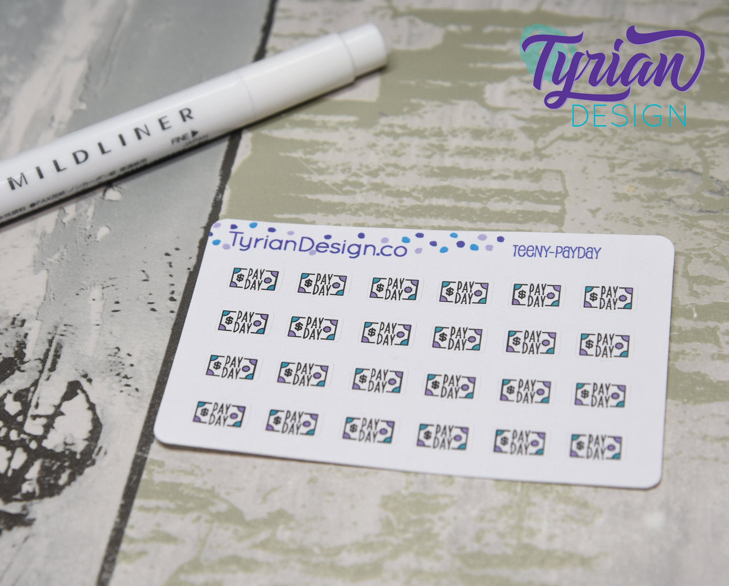 Payday Stickers | Tiny Payday stickers | 24 Stickers | .39" x .26" Each | 3.375" x 2.125" Mini Sheet | White or Clear