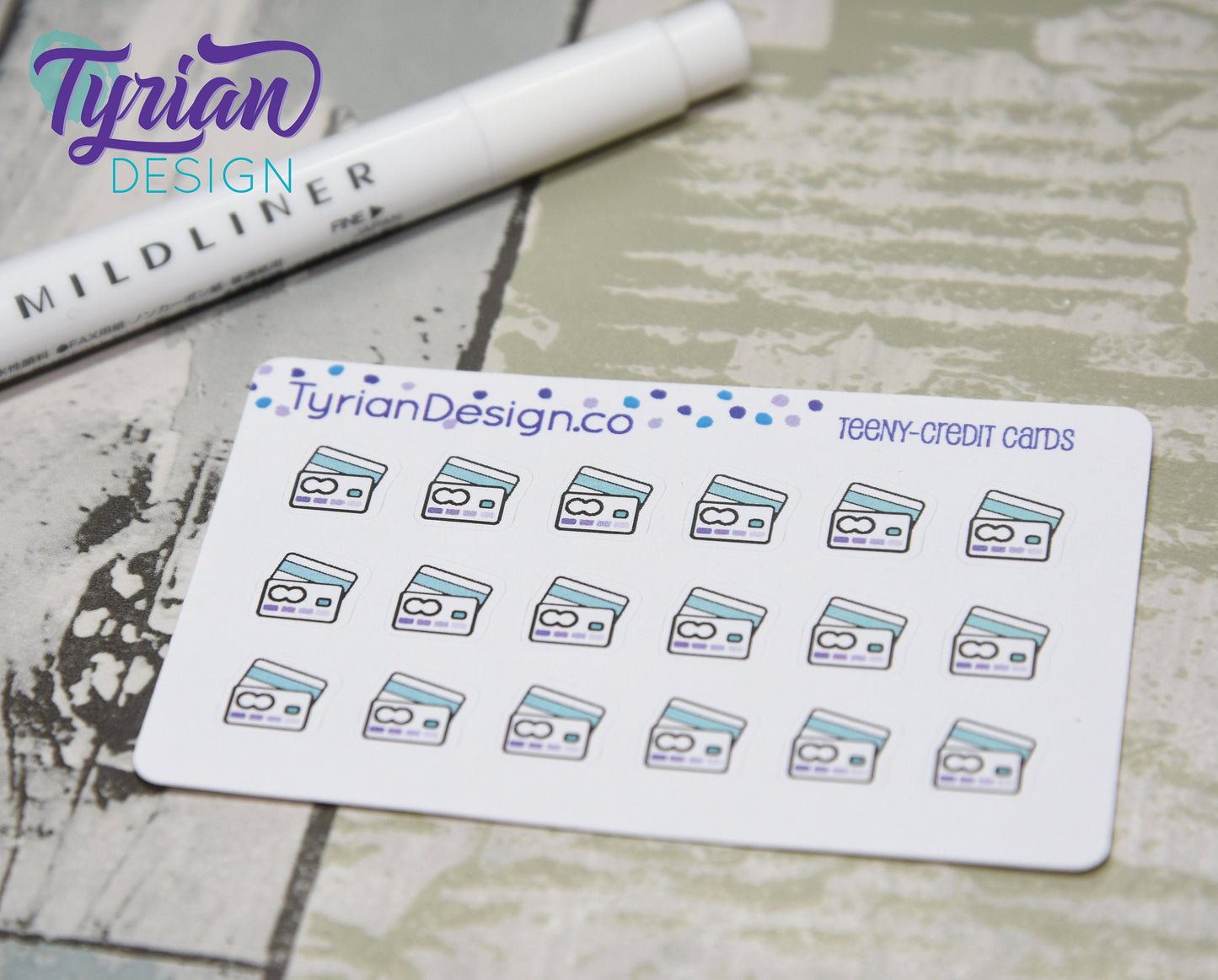 Tiny Credit card stickers | 18 Tiny Stickers | 4 x .4 approx each