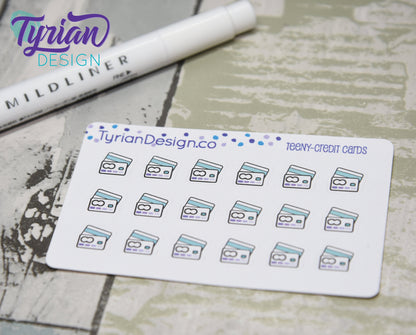 Tiny Credit card stickers | 18 Tiny Stickers | 4 x .4 approx each