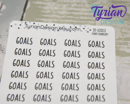 Goals Stickers | 32 Stickers | .675" x .325"each | different fonts.